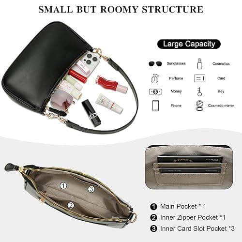 KKXIU Small Shoulder Bag for Women - Mini Purses for Women Vegan Leather Purse Classic Retro Handbag with Removable Strap thumbnail 4