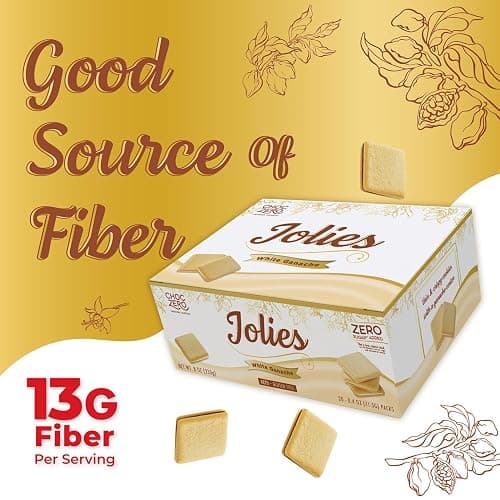 ChocZero Chocolate Cookies, White Chocolate Jolies – Gluten Free, No Added Sugar, 20 Crispy Chocolate Filled Keto Cookies Per Box, 8 Ounce thumbnail 5