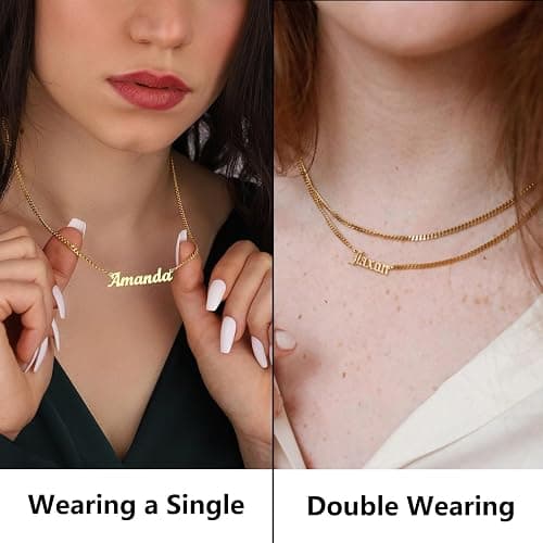 Novgarden Name Necklace Personalized, 18K Gold Plated Custom Name Necklace Nameplate Pendant Jewelry Gift for Women, Girls thumbnail 6