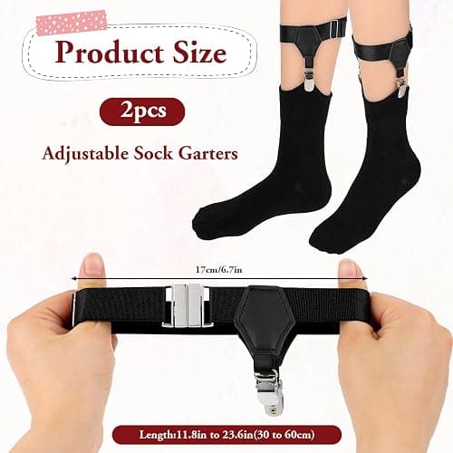Mens Sock Garters Mens Sock Suspenders Adjustable Non-Slip Sock Strap Suspenders for Stockings thumbnail 2