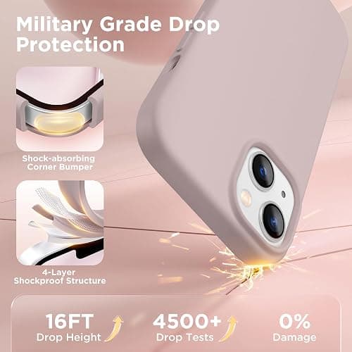 GolbinBox Magnetic for iPhone 13 Case & iPhone 14 Case, Compatible with MagSafe, [Soft Anti-Scratch Microfiber Lining], Slim Liquid Silicone Shockproof Protective Phone Case 6.1 inch, Light Taro thumbnail 5