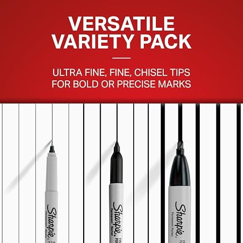 Sharpie Permanent Markers Variety Pack, Includes Chisel, Fine, and Ultra-Fine Tips, Black, 6 Count - Poster, Office, School Supplies thumbnail 5