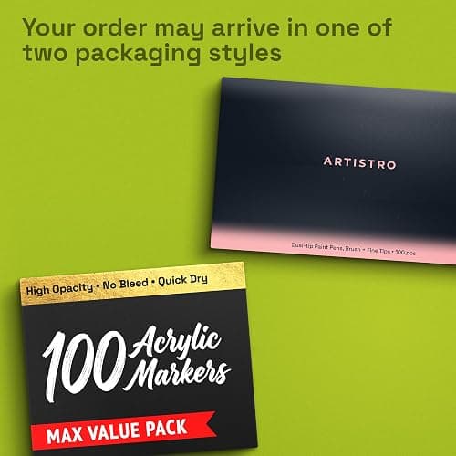 ARTISTRO 100 Acrylic Dual-Tip Glass Marker Pens for Wine Glasses | Brush + Fine Tips Vibrant Dual Tip Paint Pens for Party Charms, DIY, Craft - Art and Craft Supplies for Adults, Teens, Kids thumbnail 10