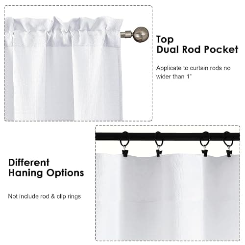 OWENIE Bob White Curtains 63 Inch Length 2 Panels Set for Living Room Bedroom, Light Filtering Faux Linen Textured Soft Window Curtain, Solid Soft Rod Pocket Drapes, 40Wx63L Inches, 2 Pcs, White thumbnail 5