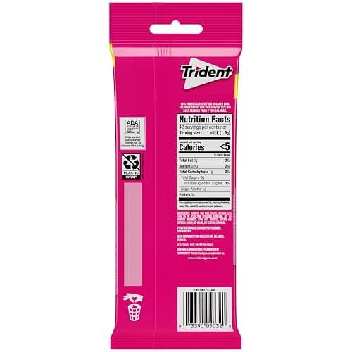 Trident Bubblegum Sugar-Free Gum, 3 Packs of 14 Pieces (42 Total Pieces) thumbnail 3