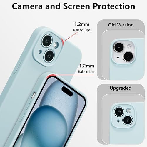 UCASONG for iPhone 13 Case Silicone,with [Full Camera Protection][Soft Anti-Scratch Microfiber Lining],Liquid Silicone Ultra Slim Shockproof Phone Case for Men Women Girls-Baby Blue thumbnail 4