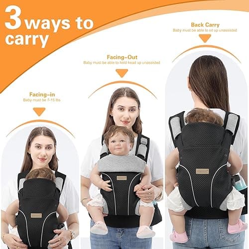 YSSKTC Baby Carrier Newborn to Toddlers - Ergonomic Adjustable Soft Breathable Comfort Infant Carrier for 7-35lbs, Enhanced Support, Easier to Wear - Blue thumbnail 3