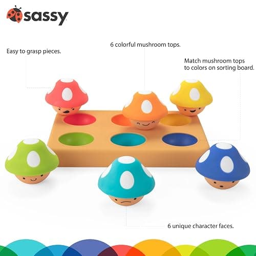 Sassy Mischievous Matching Mushrooms, Sorting Board, Social Emotional Learning Toy, STEM, 12+ Months thumbnail 3