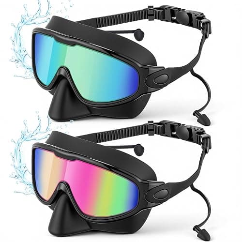 Kanayu Swim Goggles with Nose Cover Earplug for Adult Wide View Anti Fog UV Swim Goggles No Leaking Diving Mask for Men Women thumbnail 8