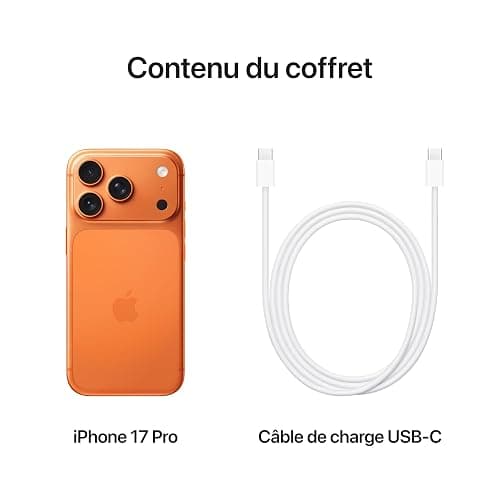 Apple iPhone 17 Pro 256 Go : Écran 6,3 pouces avec ProMotion jusqu’à 120 Hz, Puce A19 Pro, Autonomie prodigieuse, Système caméra Pro Fusion avec caméra avant Center Stage ; Orange cosmique thumbnail 6
