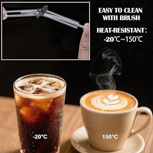 Reusable Glass Straws Set, Clear Glass Drinking Straws with Cleaning Brush, Perfect for Smoothies, Coffee, Juice, Tea, Milk, Cocktails (Sea Animals) thumbnail 6