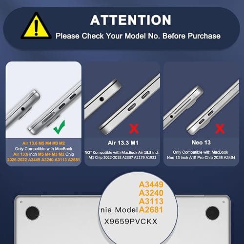 MOSISO Compatible with MacBook Air 13 inch Case M5 2026 M4 2025 M3 M2 2024-2022 A3449 A3240 A3113 A2681, Hard Shell&Keyboard Cover&Screen Film&Type C for MacBook Air 13.6 inch Case, Baby Pink thumbnail 2