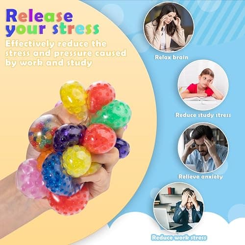 24 Pack Fidgets Stress Balls for Kids Adults, Squishies Ball Toys Pack, Stress Relief Sensory Stress Ball for Autism, Squishy Toys for 3 4 5 6 7 8 9 10 Boys Girls Gifts thumbnail 6