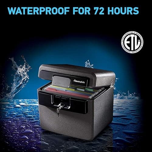 SentrySafe Black Fireproof and Waterproof Safe, File Folder and Document Box with Key Lock, Ex. 14.3 x 15.5 x 13.5 inches, HD4100 thumbnail 4