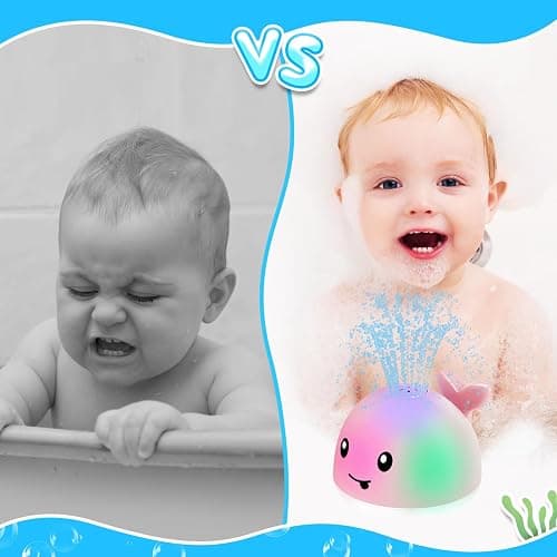 ANGGIKO Baby Girl Bath Toys, Toddler Bath Toys for Kids Ages 1-3, Light Up Whale Bath Toy Sprinkler, Pool Water Table Infant Baby Toy 6-12-18 Months Bathtub Fountain Toy Girls 1st Birthday 1 2 3 Gifts - Pink Whale thumbnail 5