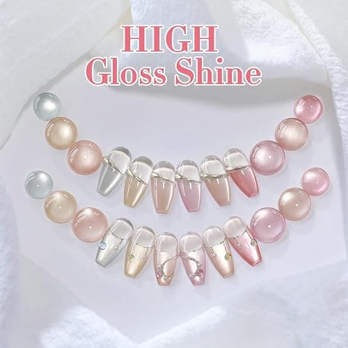 Double Rhythm 6 Colors Cat Eye Gel Polish Set Shimmer Glitter with Magnet Holographic Reflective Magnetic UV Nail Art Kit (6-Kit-46) thumbnail 8
