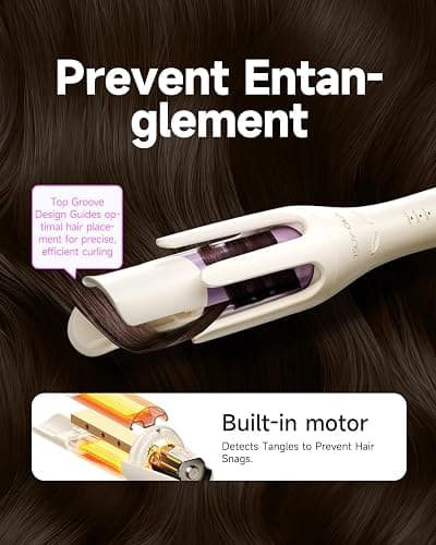 TSUYAGLA Automatic Hair Curler, 1 1/4 Inch Rotating Curling Iron with 3 Temp, 500 Million Ionic, 2-Way Rotation,10S Fast Heating, Anti-Scald, Anti-Tangle Rotating Curling Wand for Long Hair thumbnail 7