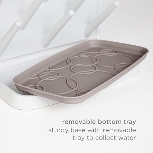 Ubbi Vertical Baby Bottle Drying Rack, Countertop Drying Rack Baby Accessory, Taupe thumbnail 6