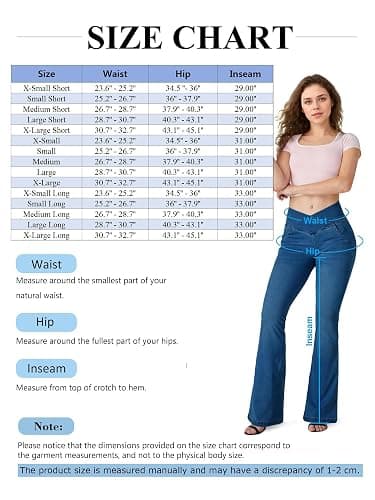 BlueRose Flare Jean Leggings for Women,Bell Bottom Jeans for Women Knit Crossover High Waisted Bootcut Jean thumbnail 4