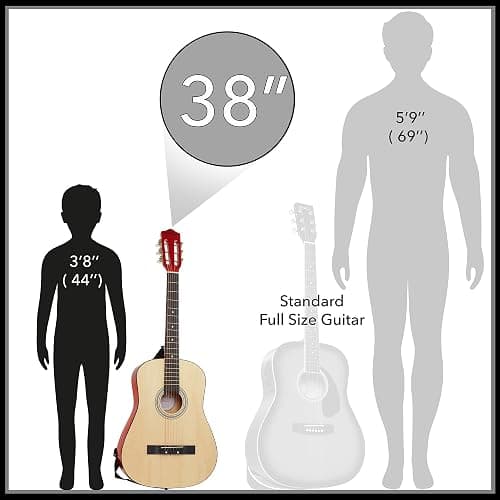 Ashthorpe 38-inch Beginner Acoustic Guitar Package (Natural), Basic Starter Kit w/Gig Bag, Strings, Strap, Tuner, Pitch Pipe, Picks thumbnail 3
