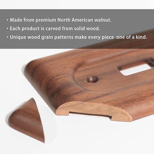 YDJSA Solid Walnut Light Switch Cover Decorative Single Toggle Wall Plate for Rustic Contemporary Interiors - Single Toggle thumbnail 3