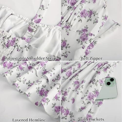 Scarlet Darkness Floral Corset Dress for Women Ruffle Mini Dress Summer Sundress - Small - White Purple Floral thumbnail 5