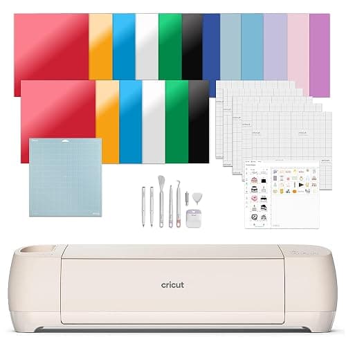 Cricut Explore 4 - Smart Cutting Machine (Seashell) | Engagement Bundle - Includes Smart Vinyl, Cardstock, Transfer Tape, Iron On HTV, Mat, Pens, Tool Kit, & 30 Images in Design Space App - Image 1