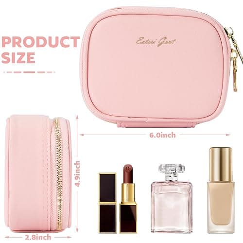Small Makeup Bag with Led Mirror, Mini Travel Make up Bag 3 Light Modes Adjustable Brightness, for Women Organizer Cosmetic Bag, Portable Travel Train Toiletry Bag, for Pool Parties Work Touch-Ups thumbnail 3