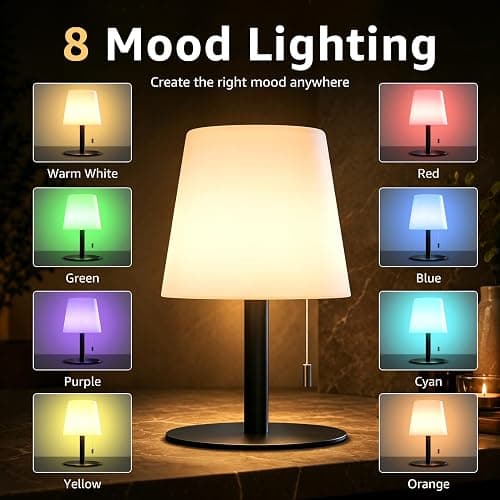 uuffoo Shower Lamp Rechargeable Cordless Light Waterproof for Bathroom Spa | Portable Battery Operated Table Lamp RGB Mood Lighting LED Night Light for Patio kitchen Camping (Black) thumbnail 3
