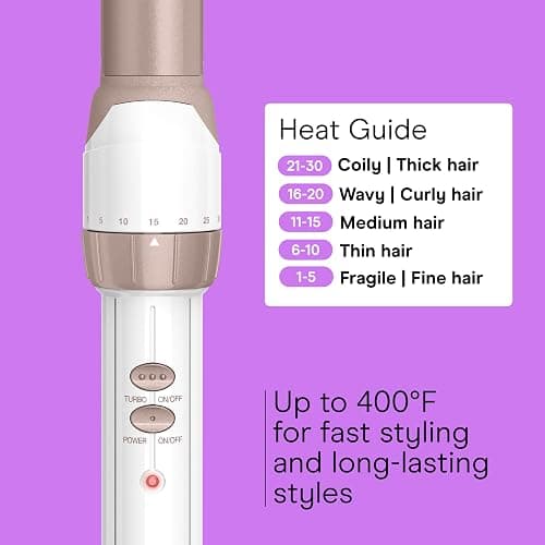 Conair Double Ceramic 1-Inch Curling Wand, Produces Flawless Waves, Curling Iron for Use on Medium and Long Hair, 30 Heat Setting Curling Iron, White thumbnail 4