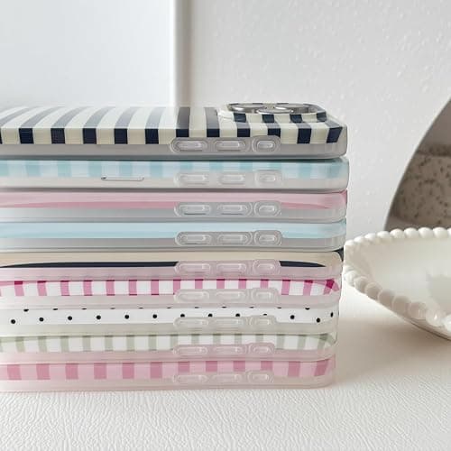 ZTOFERA Cute Vertical Striped Case for iPhone 16 Pro,Light Blue | Raised Edge Protection/Soft Anti-Scratch Back/Slim and Glossy/Fashion Simple Pattern Phone Cover for Women Girls thumbnail 7