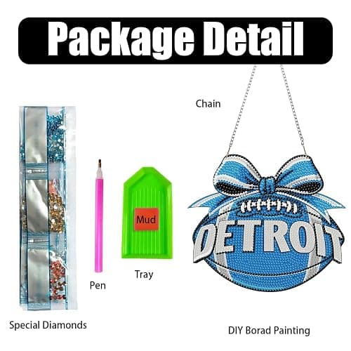 Rertcioph Football Diamond Art Hanging Kit for Adults, DIY Acrylic 5D Diamond Painting Hanging Ornament for Detroit Home Wall Decor and Gift thumbnail 4