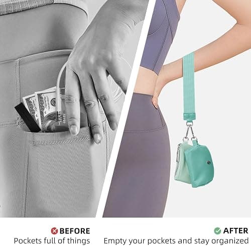 Keychain Wallet Mini Zip Around Wristlet Wallets for Women Detachable Dual Pouch Wristlet Portable Coin Purse Small Wallets thumbnail 4