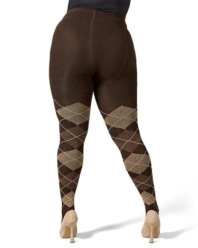 MeMoi Classic Argyle Cotton Tights for Women, Cozy and Stlylish Patterned Sweater Tights - Sizes Small to 6x thumbnail 8