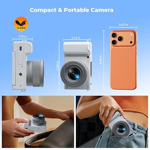 5K Digital Camera for Photography with 6X Optical Zoom, 2.8" Flip Screen Ultra HD Autofocus Vlogging Camera for YouTube with Anti-Shake Cámara Digital with 64GB SD Card UV Filter 2 Batteries thumbnail 5