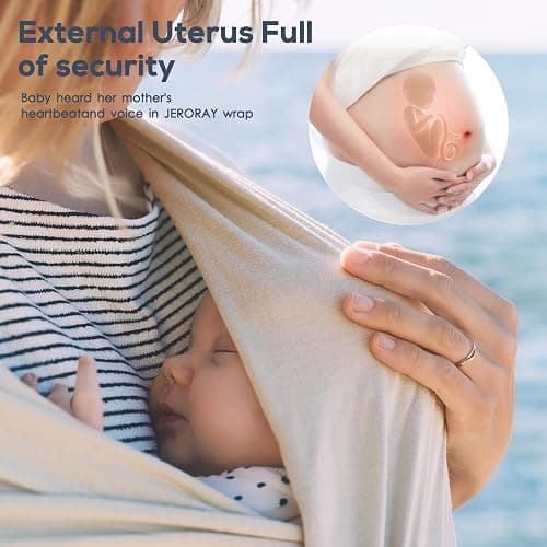 Baby Wraps Carrier, Jeroray Baby Carrier,Hands Free Infant Carrier, Lightweight,Breathable,Softness,Khaki thumbnail 2