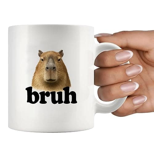 Panvola Capybara Bruh Pet Gift Ceramic Mug 11oz White | Hobby Gift Ceramic Mug Novelty Drinkware thumbnail 7