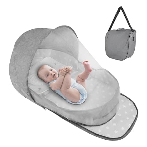 ISELECTOR Portable Bassinet for Baby Travel & Home - Lightweight Foldable Bedside Sleeper with Breathable Mesh, Carry Bag & Storage Pocket, Compact Bassinets for Newborn Infant, Safe Cosleeping Design - Image 1