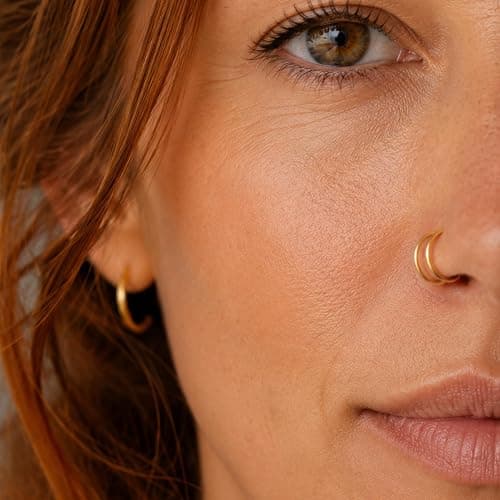 MyattaJewellery Double Nose Hoop 22G (0.6mm) 8mm – Sterling Silver Nose Ring, Double Hoop Piercing Effect, Adjustable Bendable Nostril Hoop, Hypoallergenic, Silver or Gold Plated – 1 Piece thumbnail 4