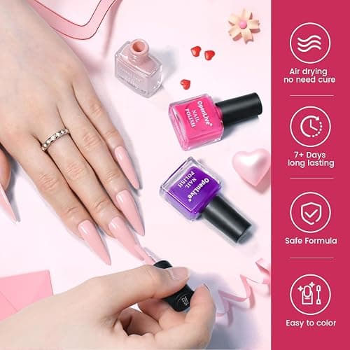 OpenLive 12 PCS Nail Polish Set With 10 Colour Combo, 2 PCS Base And Top Coat,Fast Drying Nail Polish For Home DIY And Beginners. thumbnail 4