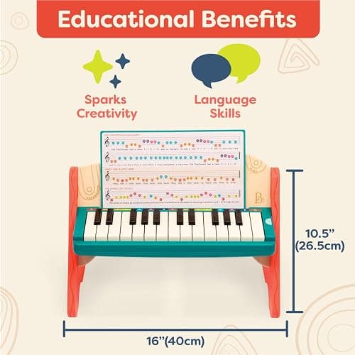 B. toys Wooden Piano, Mini Maestro with Color-Coded Songbook | Wooden piano toy with color-coded keys and songbook featuring 6 classical compositions; 3+ Years thumbnail 3