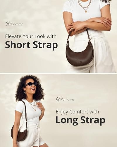 Vantamo Crescent Bags For Women with RFID Protection, Half Moon Clutch Purses for Women with Anti-Theft Clip for Extra Safety thumbnail 3