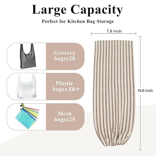TOGETRUE Plastic Bag Holder, Wall Mount Grocery Bag Holder, Reusable Trash Bags Organizer for Home Kitchen Pantry Decor (Brown) thumbnail 3