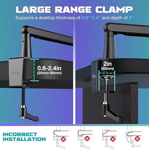 FIFINE Microphone Boom Arm, Low Profile Adjustable Stick Microphone Arm Stand with Desk Mount Clamp, Screw Adapter, Cable Management, for Podcast Streaming Gaming Studio-BM88 thumbnail 6