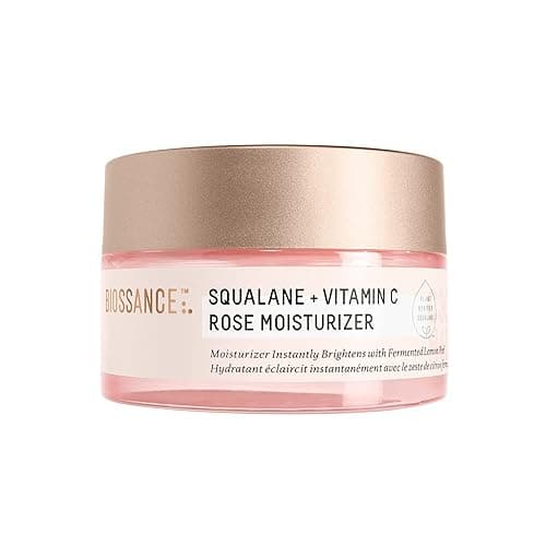 BIOSSANCE Squalane + Vitamin C Rose Face Moisturizer – Antioxidant-Rich Day/Night Face Lotion – Hydrates and Smooths Fine Lines – Even Skin Tone & Reduce Discoloration – For Radiant Skin, 1.69 Fl Oz