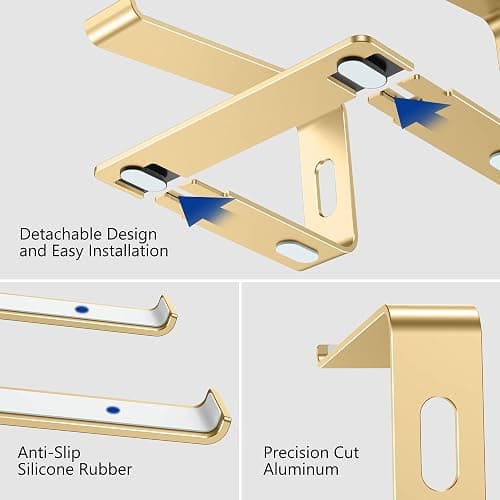 BESIGN LS03 Aluminum Laptop Stand, Ergonomic Detachable Computer Stand, Riser Holder Notebook Stand Compatible with Air, Pro, Dell, HP, Lenovo More 10-15.6" Laptops, Gold thumbnail 5