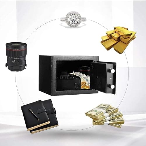 Digital Electronic Money Safe, Steel Security Lock Box with Keypad, Office Hotel Business Jewelry Gun Cash Safe, 0.23 Cubic Feet, 9.06" W x 6.69" D x 6.69" H（black） thumbnail 3