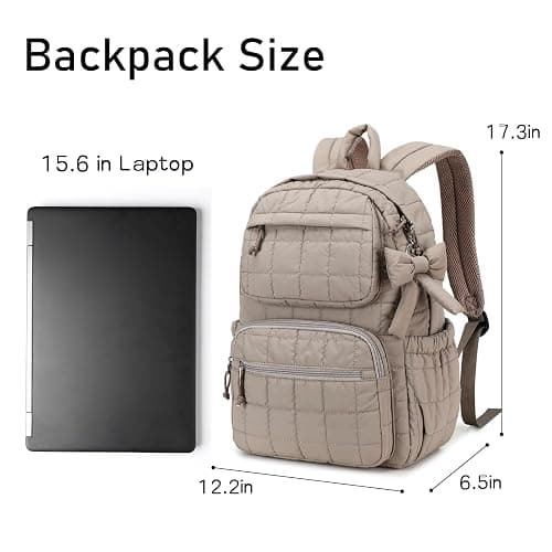 Bluboon Backpack for Girls Kids School Backpacks Bow Quilted Bookbag Multiple Pockets Lightweight 15.6 Laptop Backpack for Elementary Primary Middle School thumbnail 4