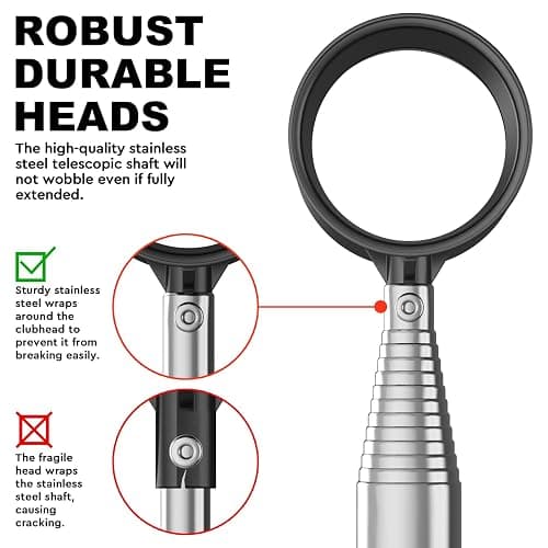 JKL 9Ft/12Ft Golf Ball Retriever for Water Telescopic, Stainless Steel Shaft, High Durability Double-Sided Ball Picker Upper Grabber, Golf Gifts for Golfers thumbnail 4