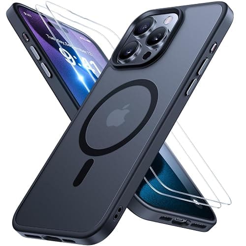 Miracase für iPhone 15 Pro Max Hülle für MagSafe [mit 2 Schutzglas] [TOP Militärschutz & Magnetkraft] Stoßfest Kratzfest mit Samtiger Haptik Handyhülle für iPhone 15 Pro Max 6,7 Zoll, Matt-Schwarz - Image 1